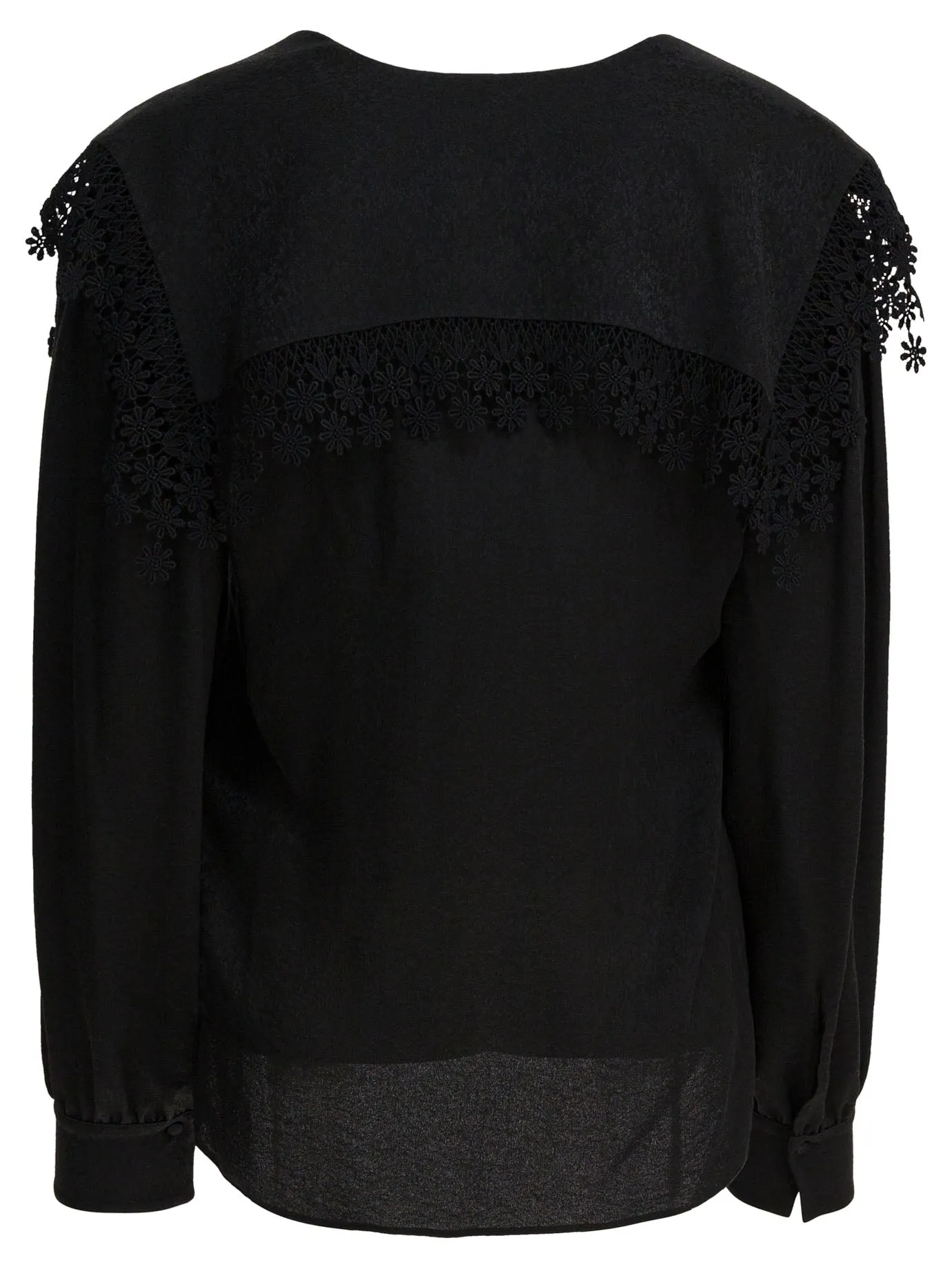Blouse With Lace Collar Shirts Black sold by Wanan Luxury product image thumbnail 2