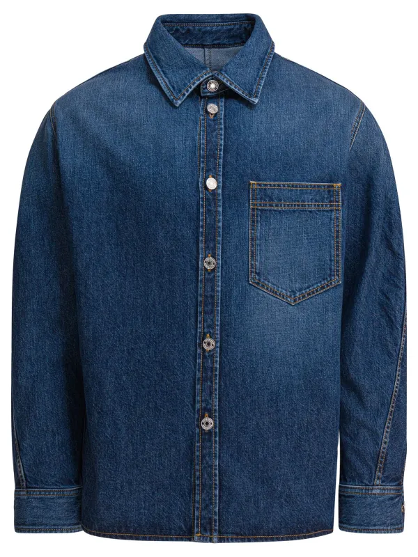 Denim Overshirt Jackets And Coats Blue sold by Wanan Luxury