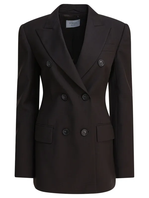 Double-Breasted Wool Blazer Jackets And Coats Brown sold by Wanan Luxury