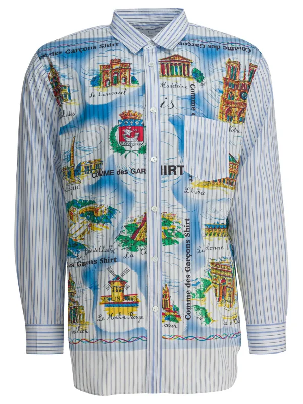 Striped Shirt With Print Shirts Light Blue sold by Wanan Luxury