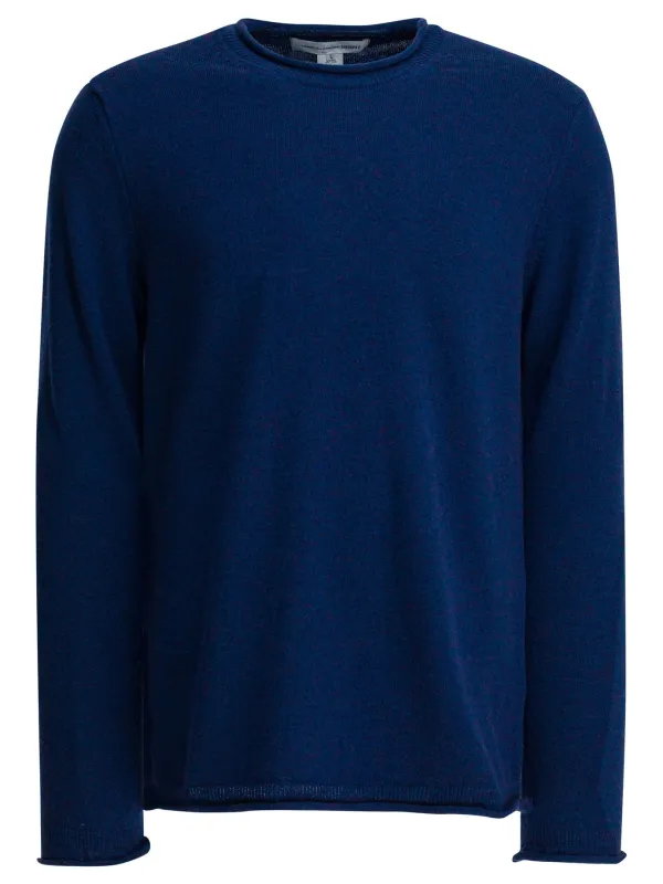 Wool Crewneck Sweater Knitwear Blue made by Wanan Luxury