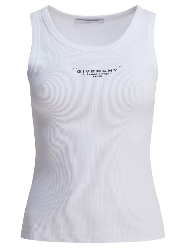 Cotton Tank Top With Logo Tops White sold by Wanan Luxury