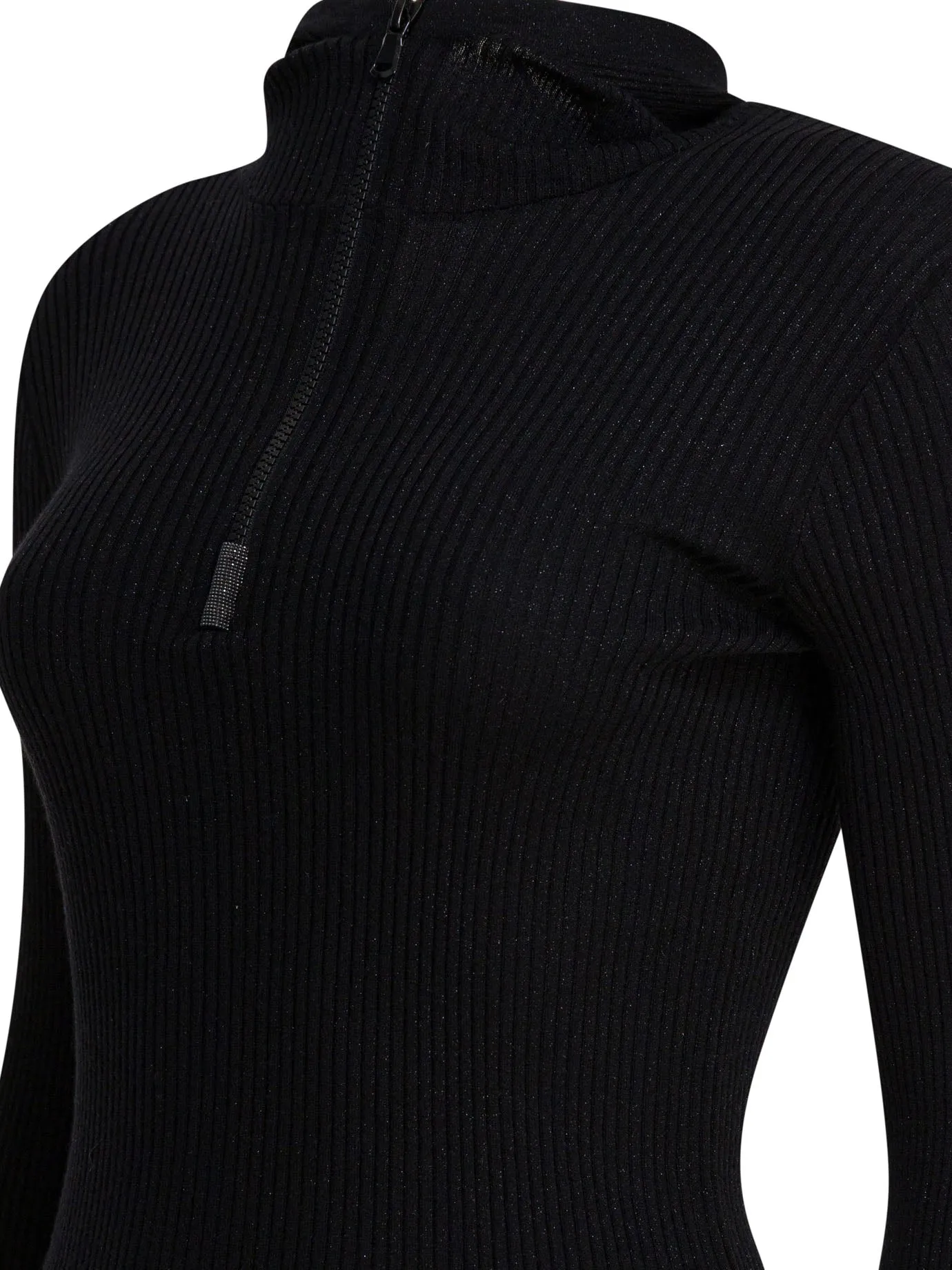 Sweater With Hood And Half Zipper Knitwear Black sold by Wanan Luxury product image thumbnail 4