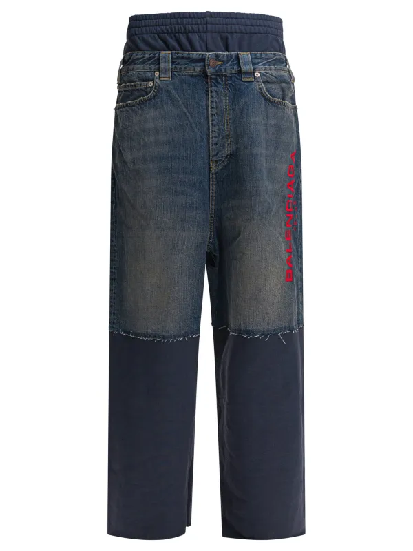 Patched Molleton Jeans Blue sold by Wanan Luxury