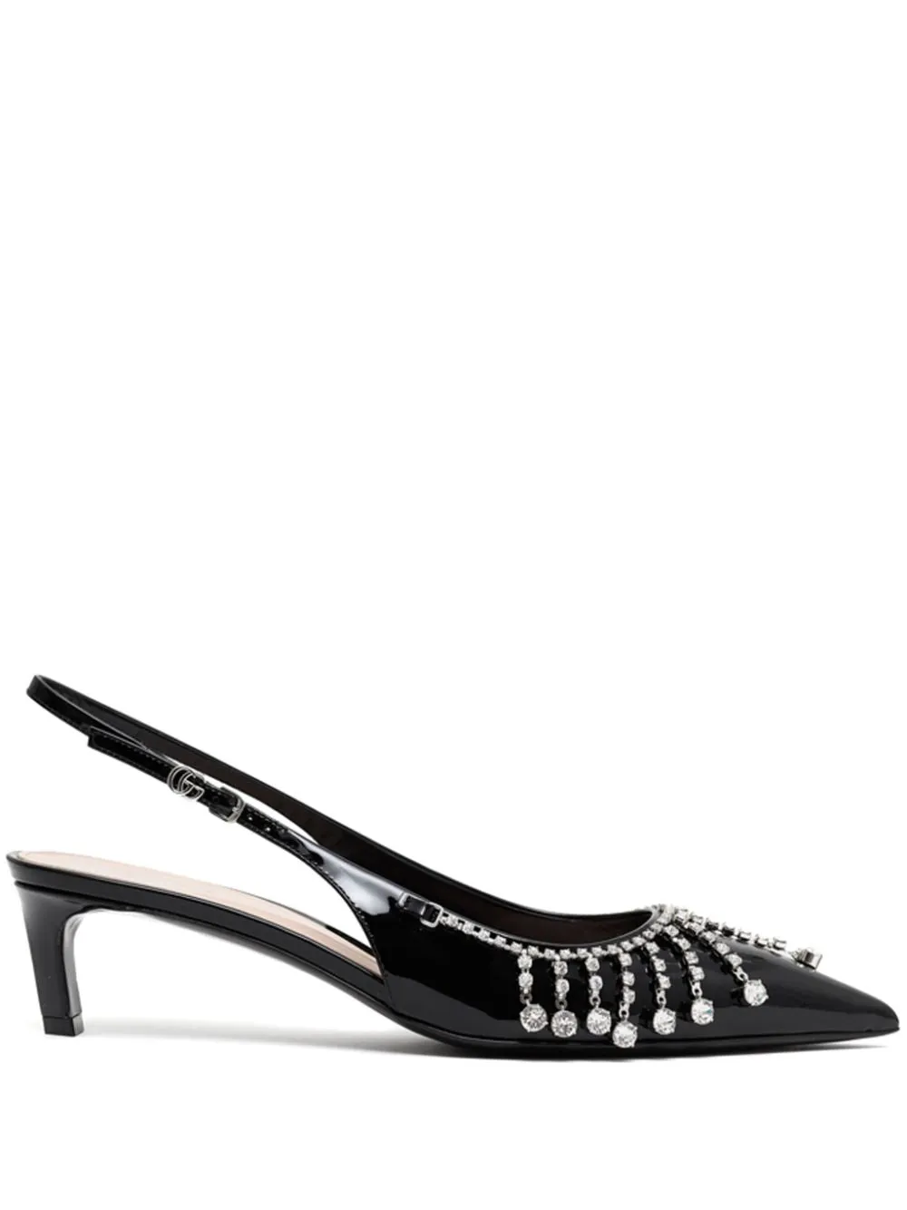 DéColleté Con Catena Di Cristalli Heeled Shoes Black sold by Wanan Luxury