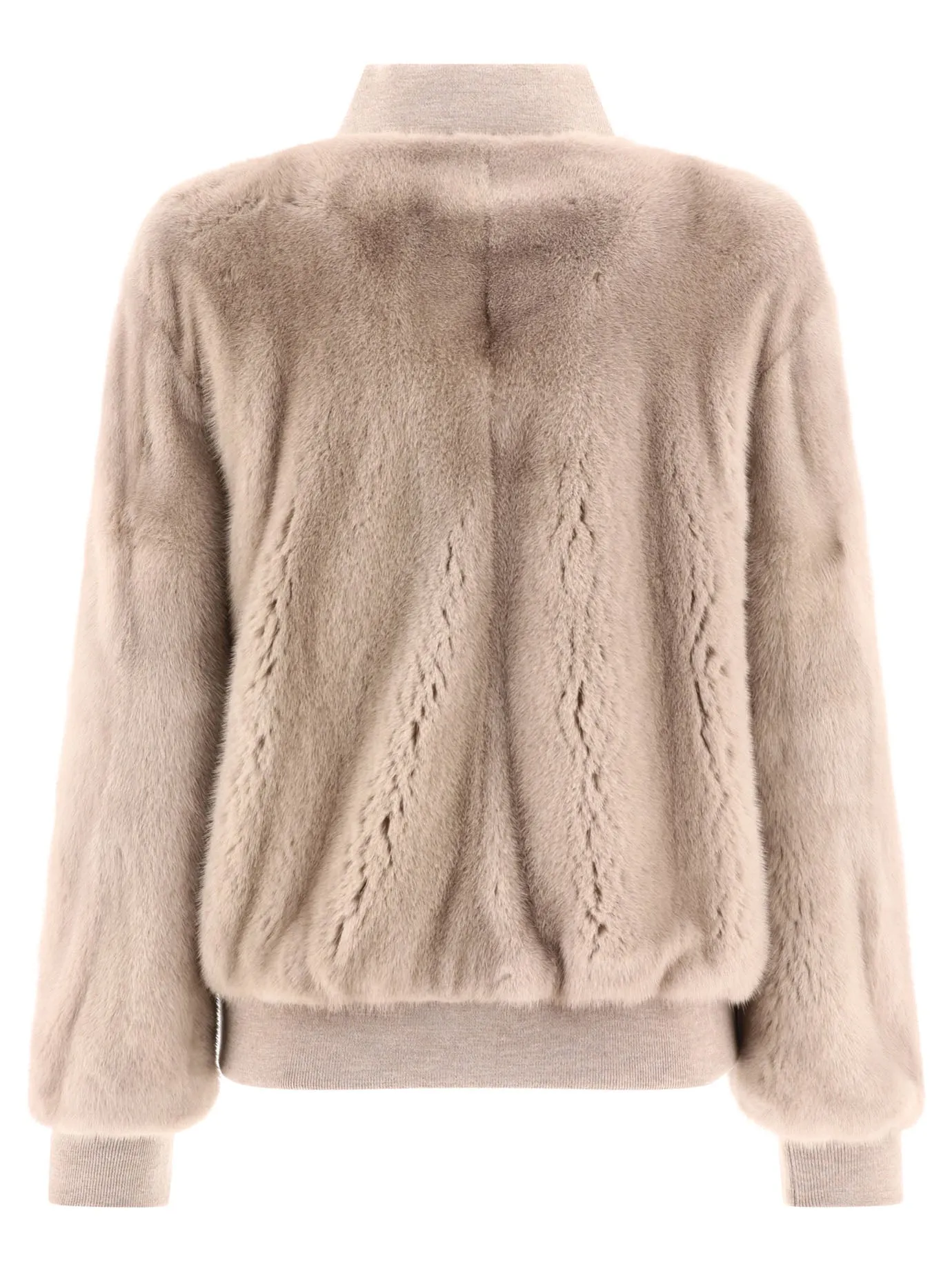 Mink Fur Bomber Jacket Jackets And Coats Beige sold by Wanan Luxury product image thumbnail 2