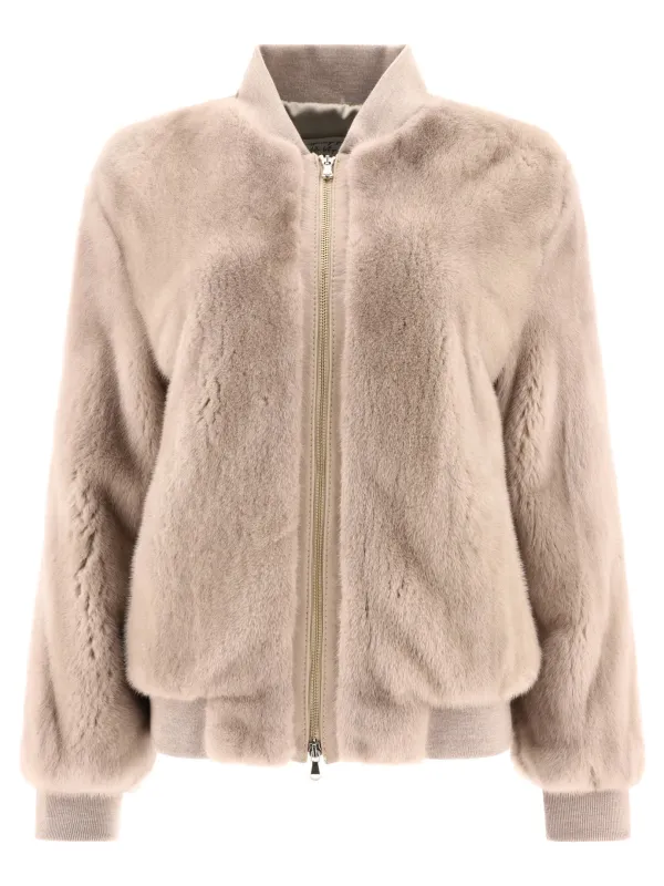 Mink Fur Bomber Jacket Jackets And Coats Beige sold by Wanan Luxury