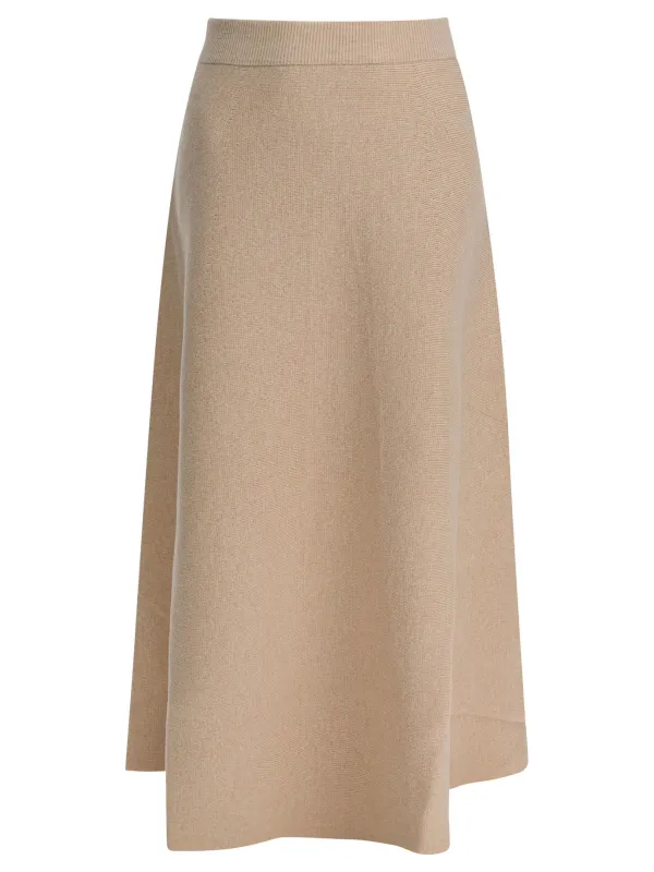 Wool And Cashmere Flared Skirt Skirts Beige sold by Wanan Luxury