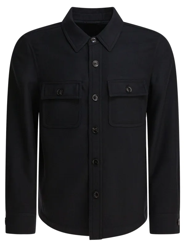Wool And Silk Overshirt Jacket Jackets And Coats Black sold by Wanan Luxury