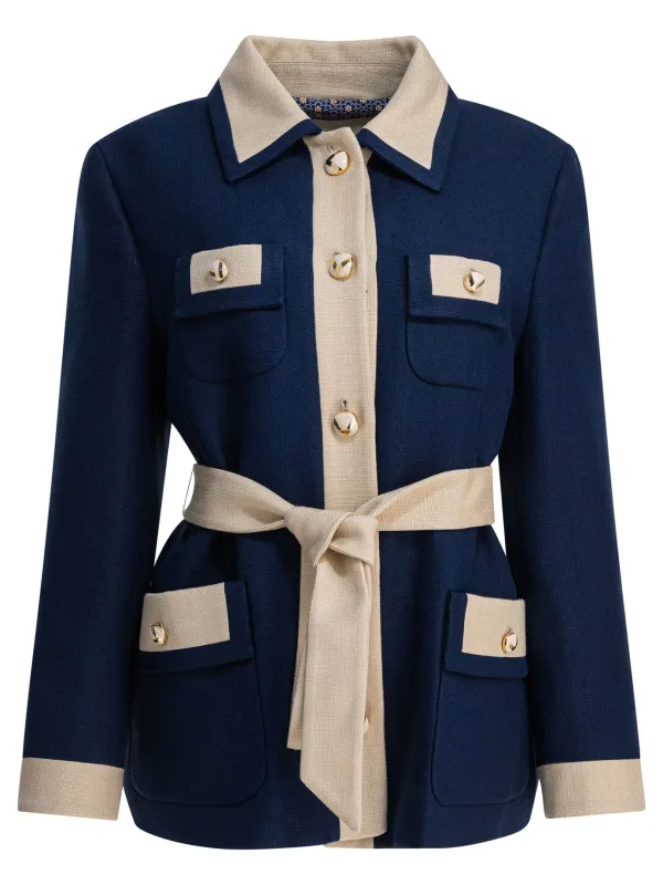 Viscose Caban Coat Jackets And Coats Blue sold by Wanan Luxury