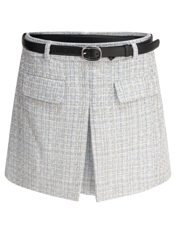 Belted Miniskirt Skirts Blue sold by Wanan Luxury