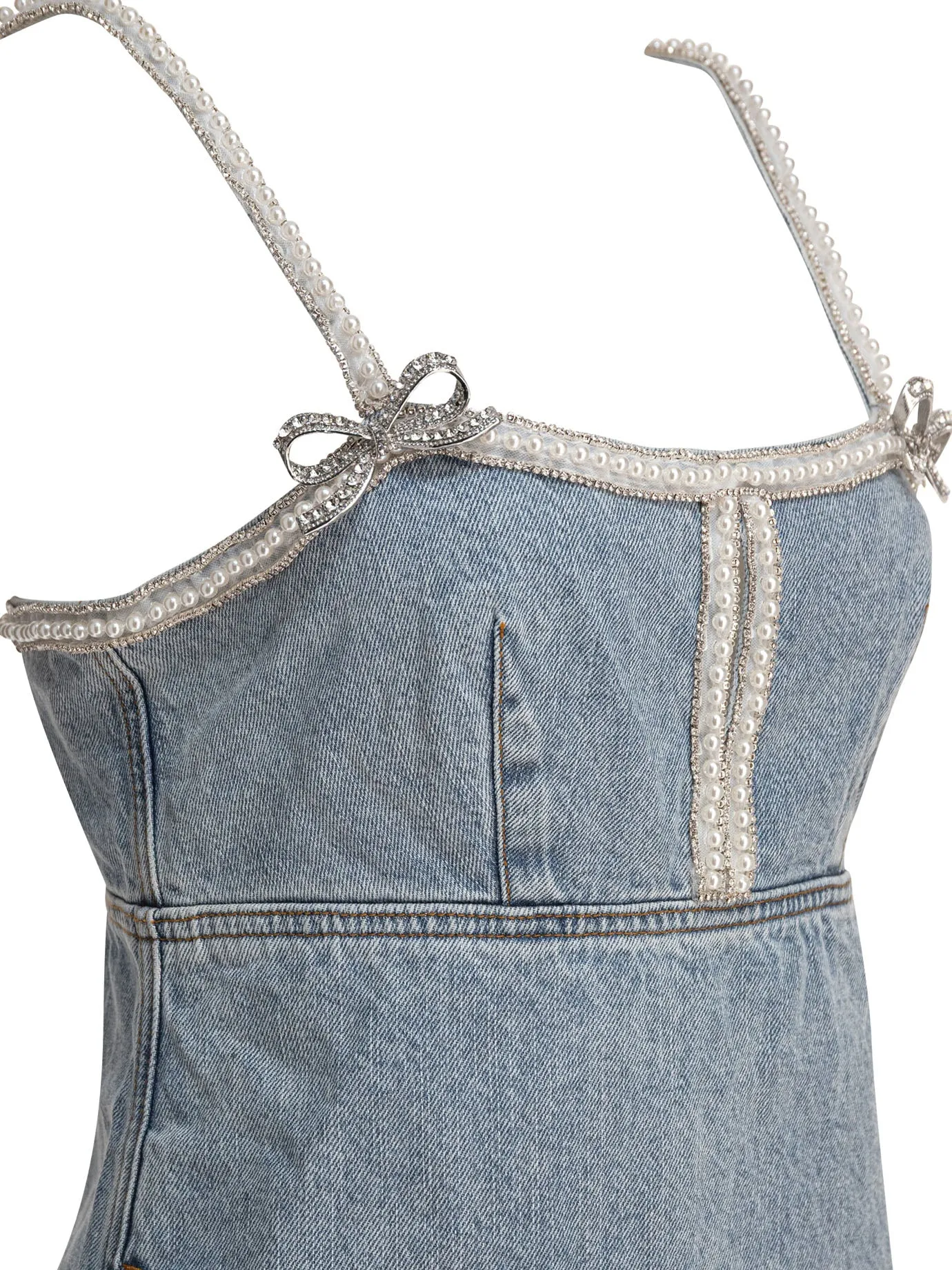 Beaded Denim Short Dress Dresses Blue sold by Wanan Luxury product image thumbnail 4