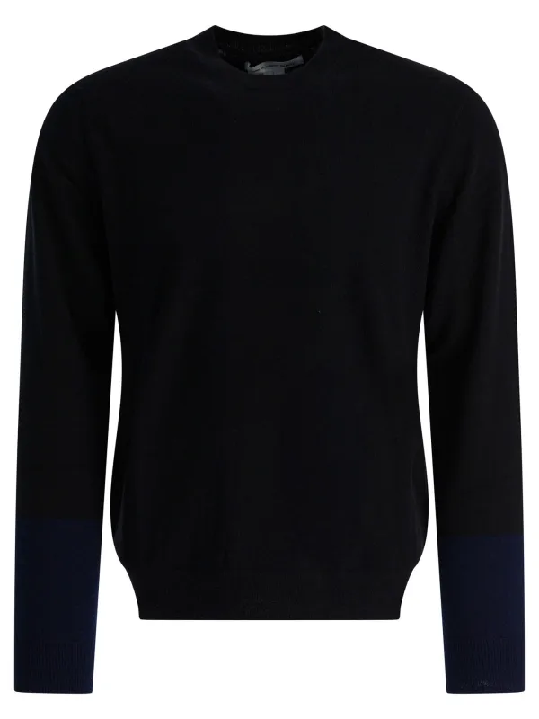 Wool Crew Neck Sweater Knitwear Black made by Wanan Luxury
