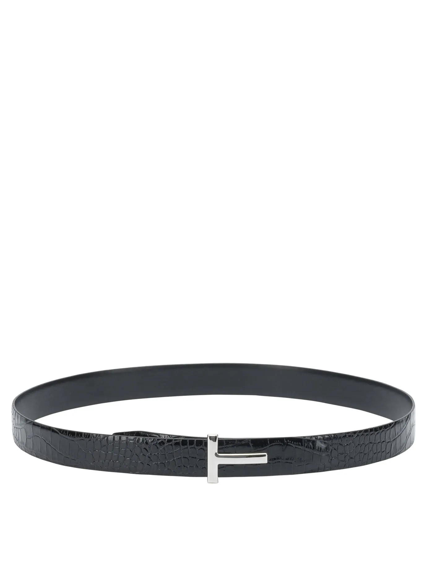 Belt With Crocodile Print Belts Black sold by Wanan Luxury