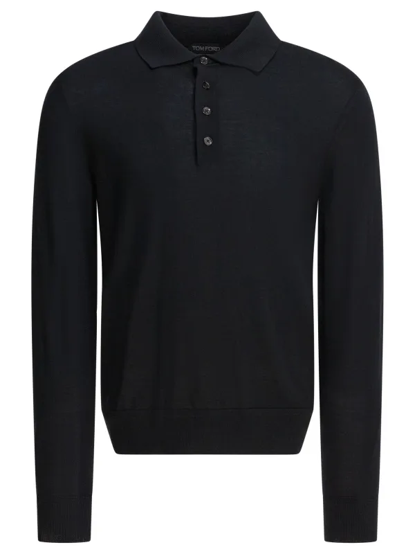 Long-Sleeved Polo Shirt Polo Shirts Black sold by Wanan Luxury