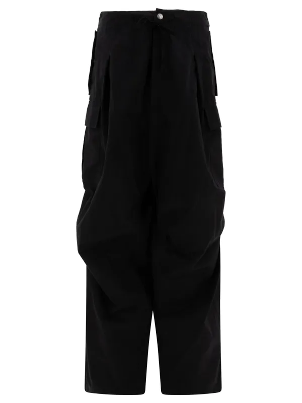 Pleated Cargo Trousers Black sold by Wanan Luxury