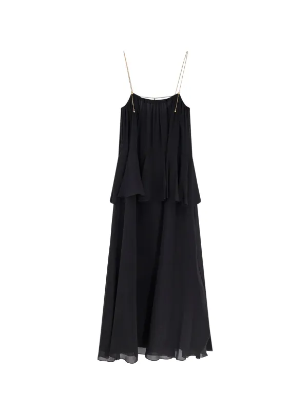 Flounced Silk Long Dress sold by Wanan Luxury