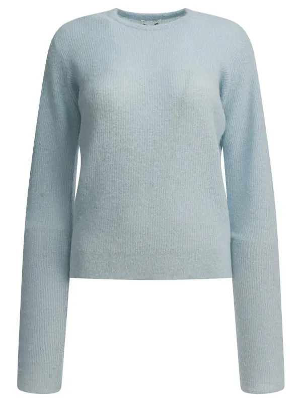 Alpaca Crewneck Sweater Knitwear Light Blue sold by Wanan Luxury