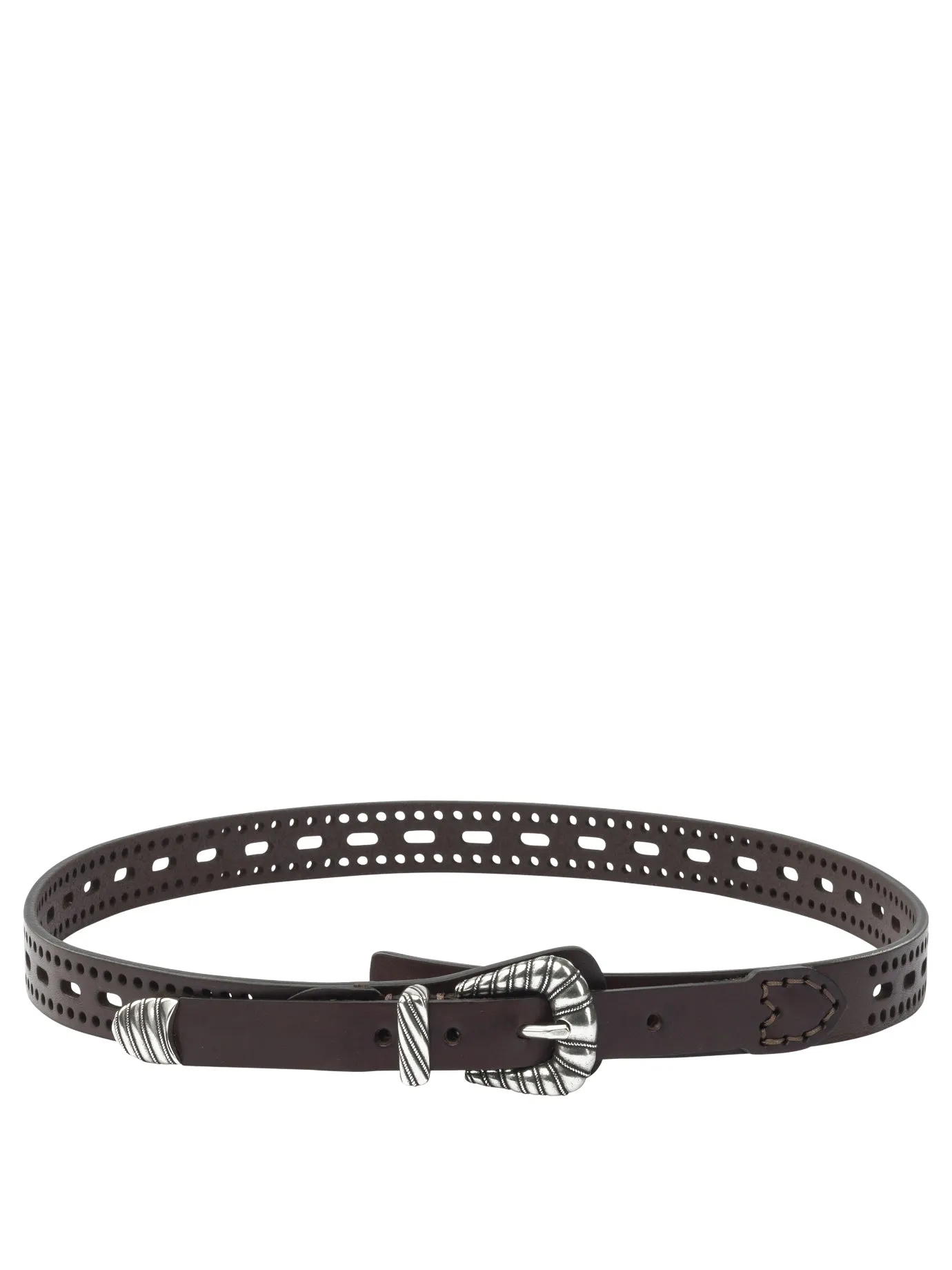 Leather Belt With Perforated Details Belts Brown sold by Wanan Luxury