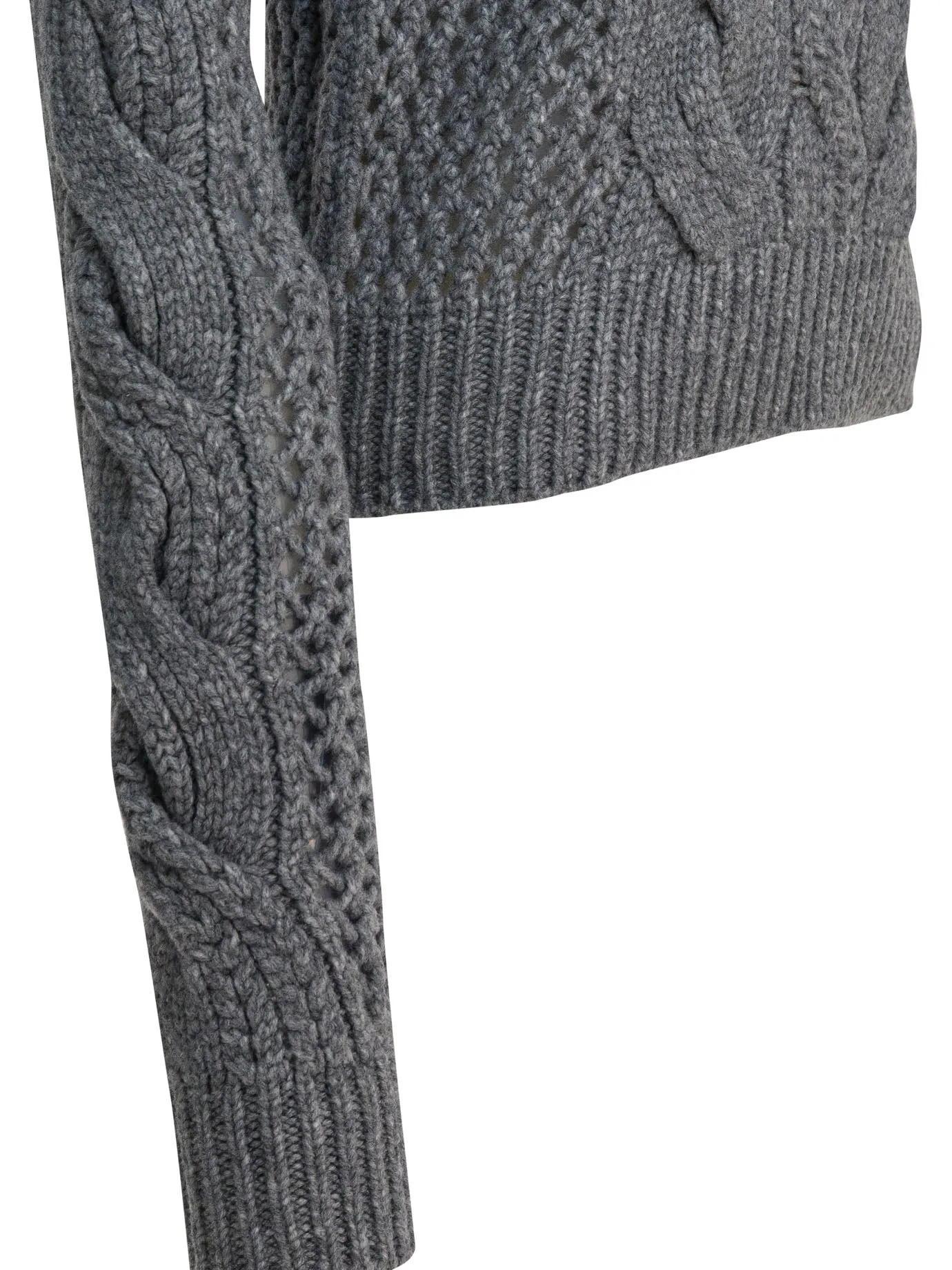 Wool-Blend Crewneck Sweater With Braids Knitwear Grey sold by Wanan Luxury product image thumbnail 4