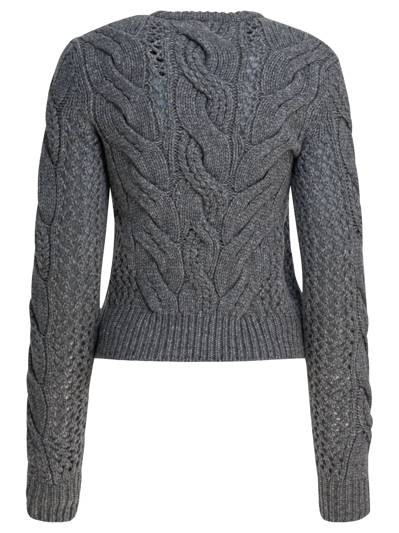 Wool-Blend Crewneck Sweater With Braids Knitwear Grey sold by Wanan Luxury product image thumbnail 2