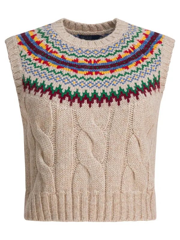 Fair Isle Knit Vest Knitwear Beige sold by Wanan Luxury