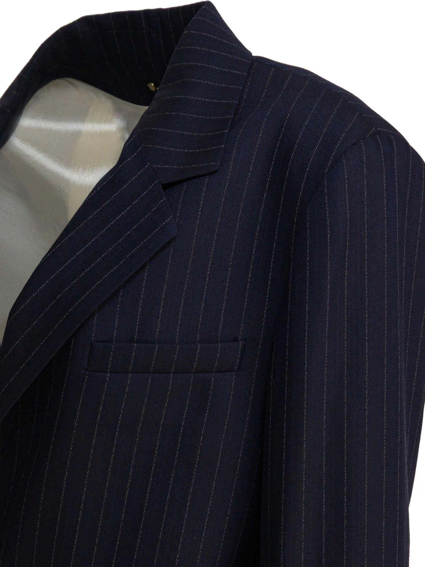 Single-Breasted Pinstripe Blazer Jacket Jackets And Coats Blue sold by Wanan Luxury product image thumbnail 4