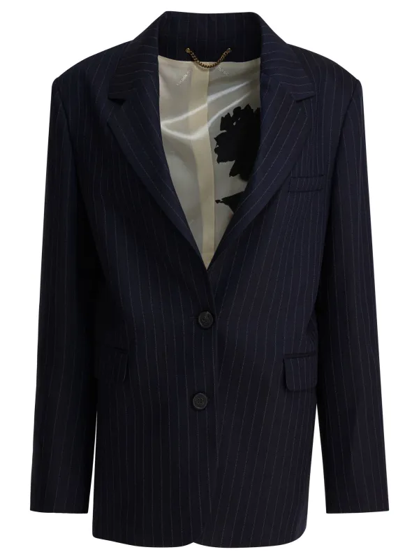 Single-Breasted Pinstripe Blazer Jacket Jackets And Coats Blue made by Golden Goose