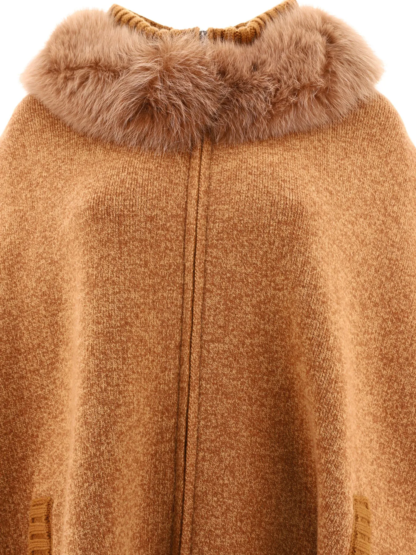 Cape With Fur Inserts Jackets And Coats Beige sold by Wanan Luxury product image thumbnail 3