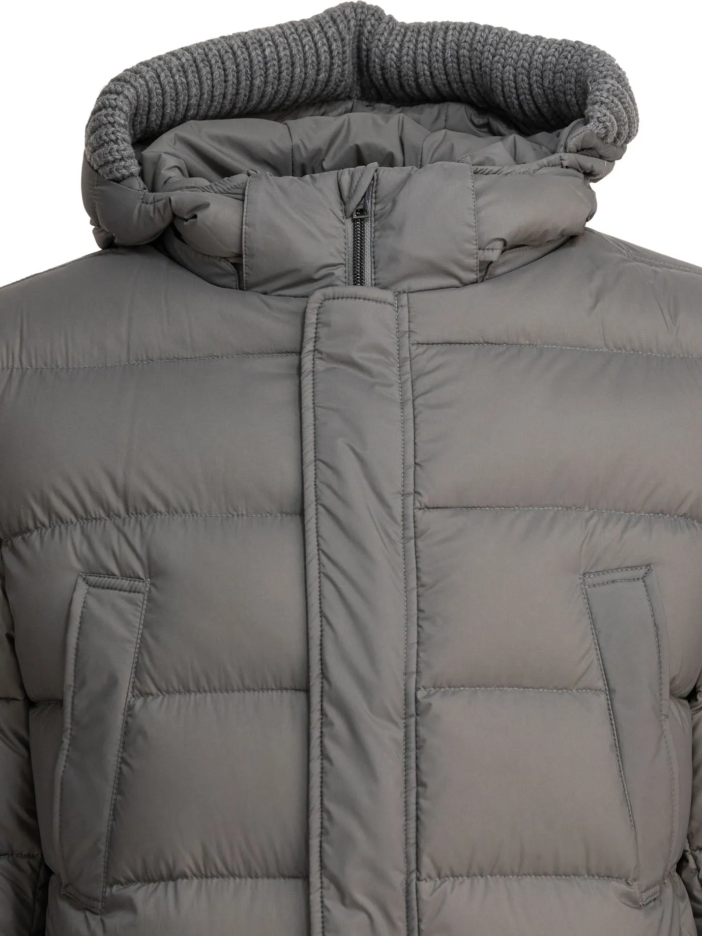 Long Down Jacket With Hood Jackets And Coats Grey sold by Wanan Luxury product image thumbnail 3