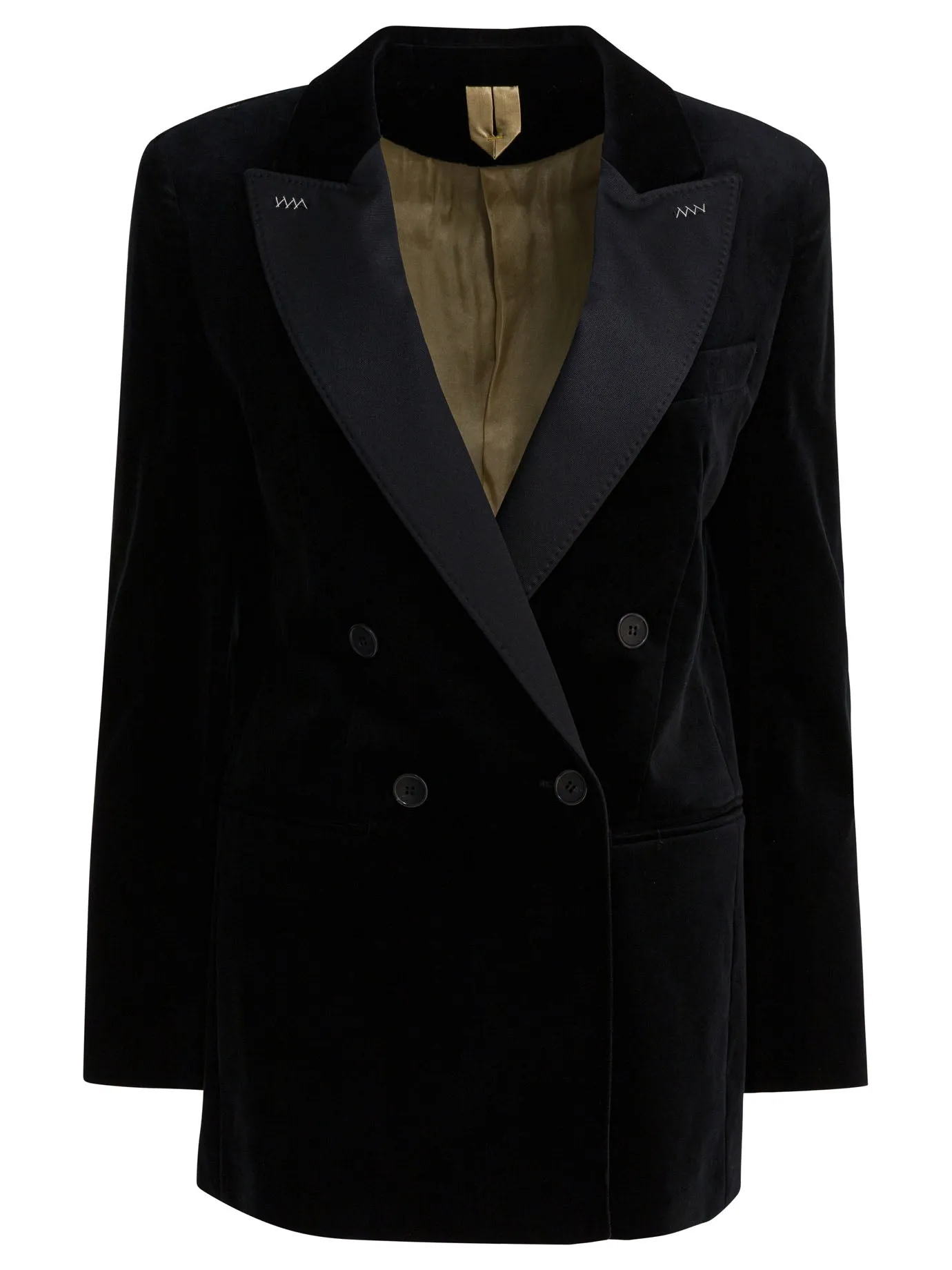 Double-Breasted Velvet Blazer Jackets And Coats Black sold by Wanan Luxury