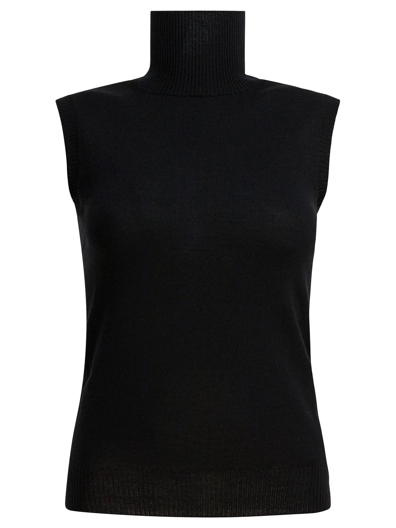Mock Neck Sleeveless Knitwear Black sold by Wanan Luxury
