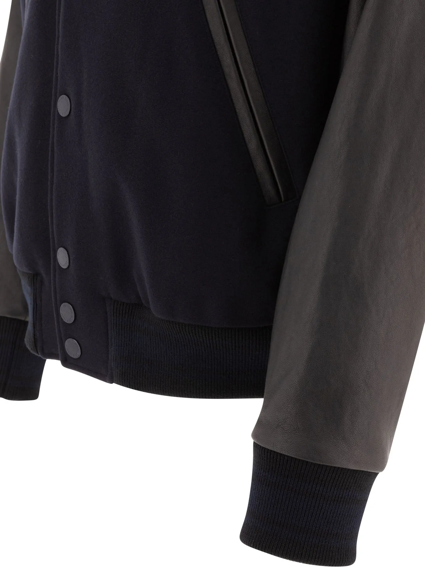 Wool And Leather Bomber Jacket Jackets And Coats Blue sold by Wanan Luxury product image thumbnail 4