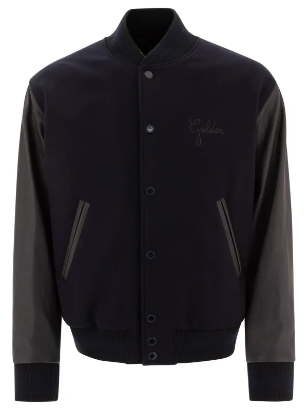 Wool And Leather Bomber Jacket Jackets And Coats Blue sold by Wanan Luxury