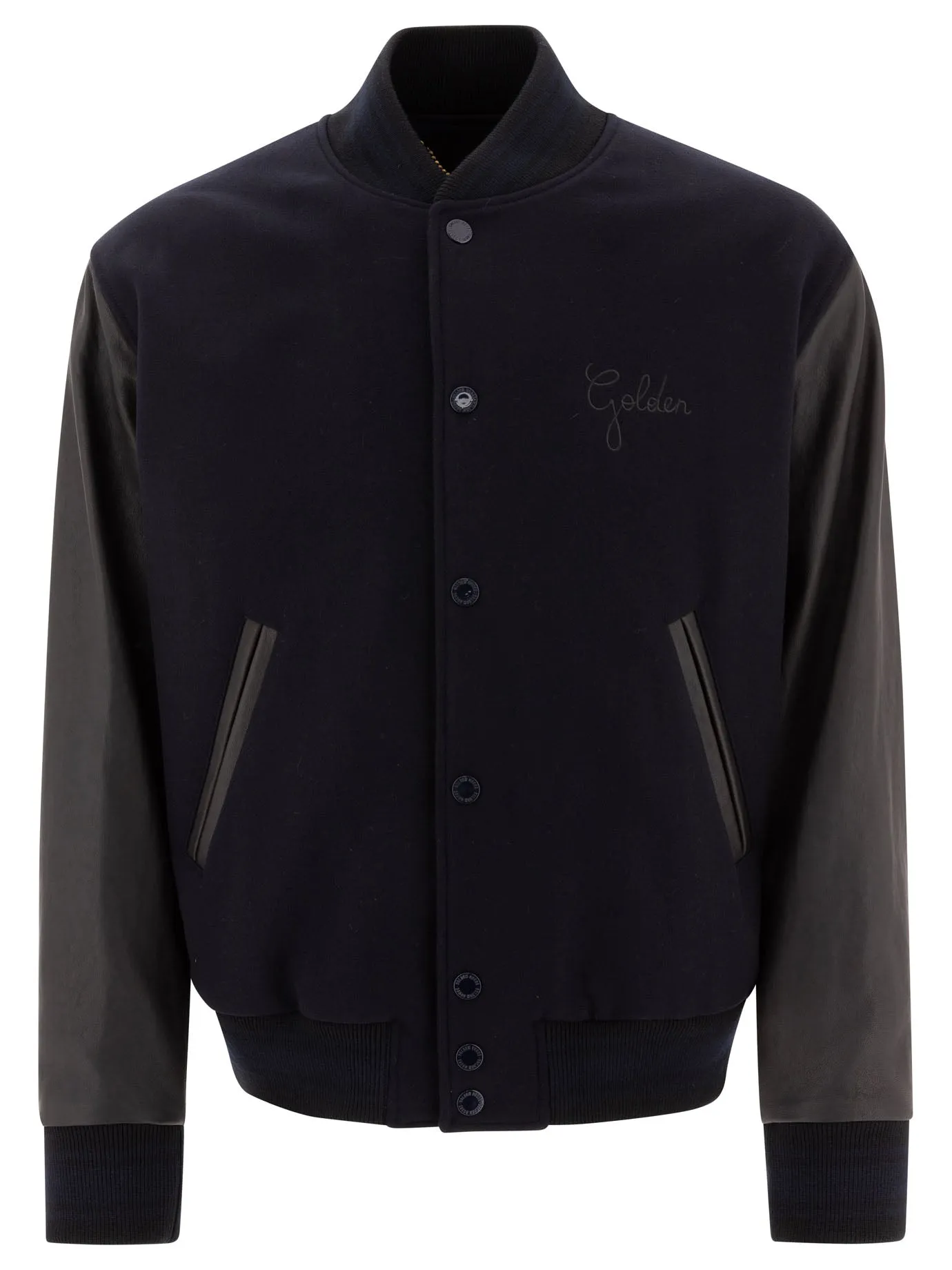 Wool And Leather Bomber Jacket Jackets And Coats Blue sold by Wanan Luxury