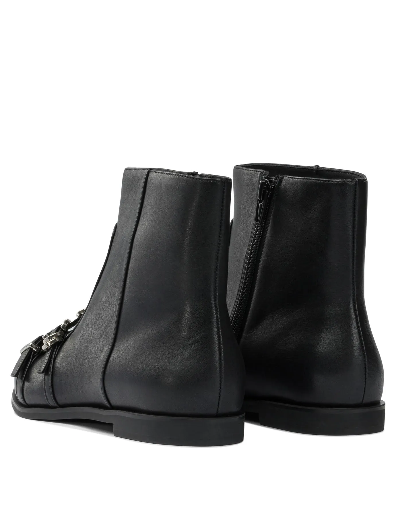 Leather Zippered Ankle Boots Black sold by Wanan Luxury product image thumbnail 4