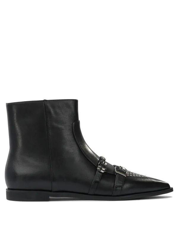 Leather Zippered Ankle Boots Black sold by Wanan Luxury