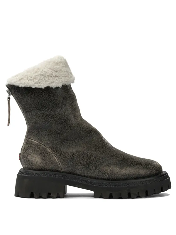 Leather Zippered Ankle Boots Brown sold by Wanan Luxury