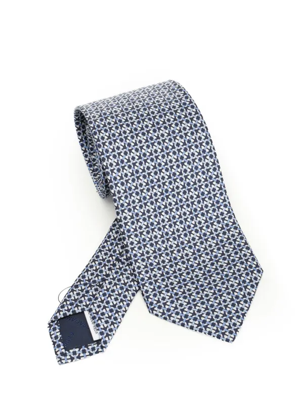 Gancini Print Silk Tie Ties And Bow Ties Blue sold by Wanan Luxury