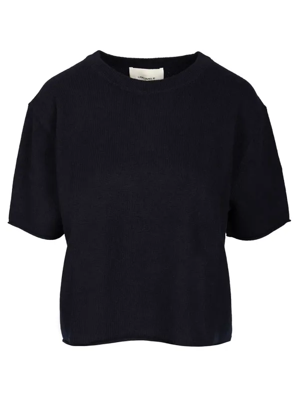 Short-Sleeved Cashmere Top Knitwear Blue sold by Wanan Luxury