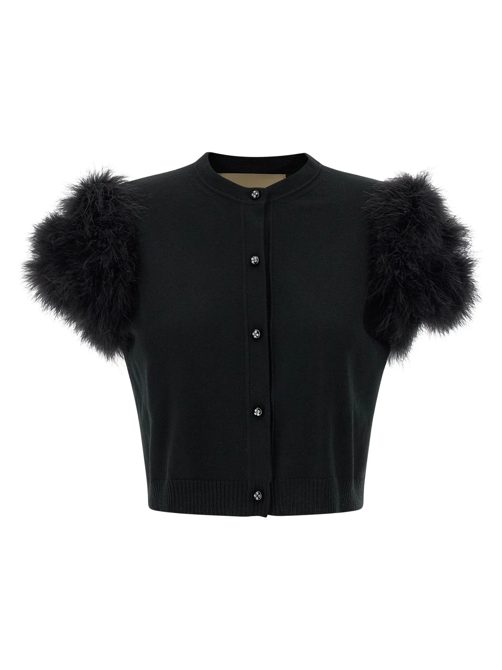 Valentino Garavani Feathered Knit Cardigan Sweaters And Cardigans Black sold by Wanan Luxury