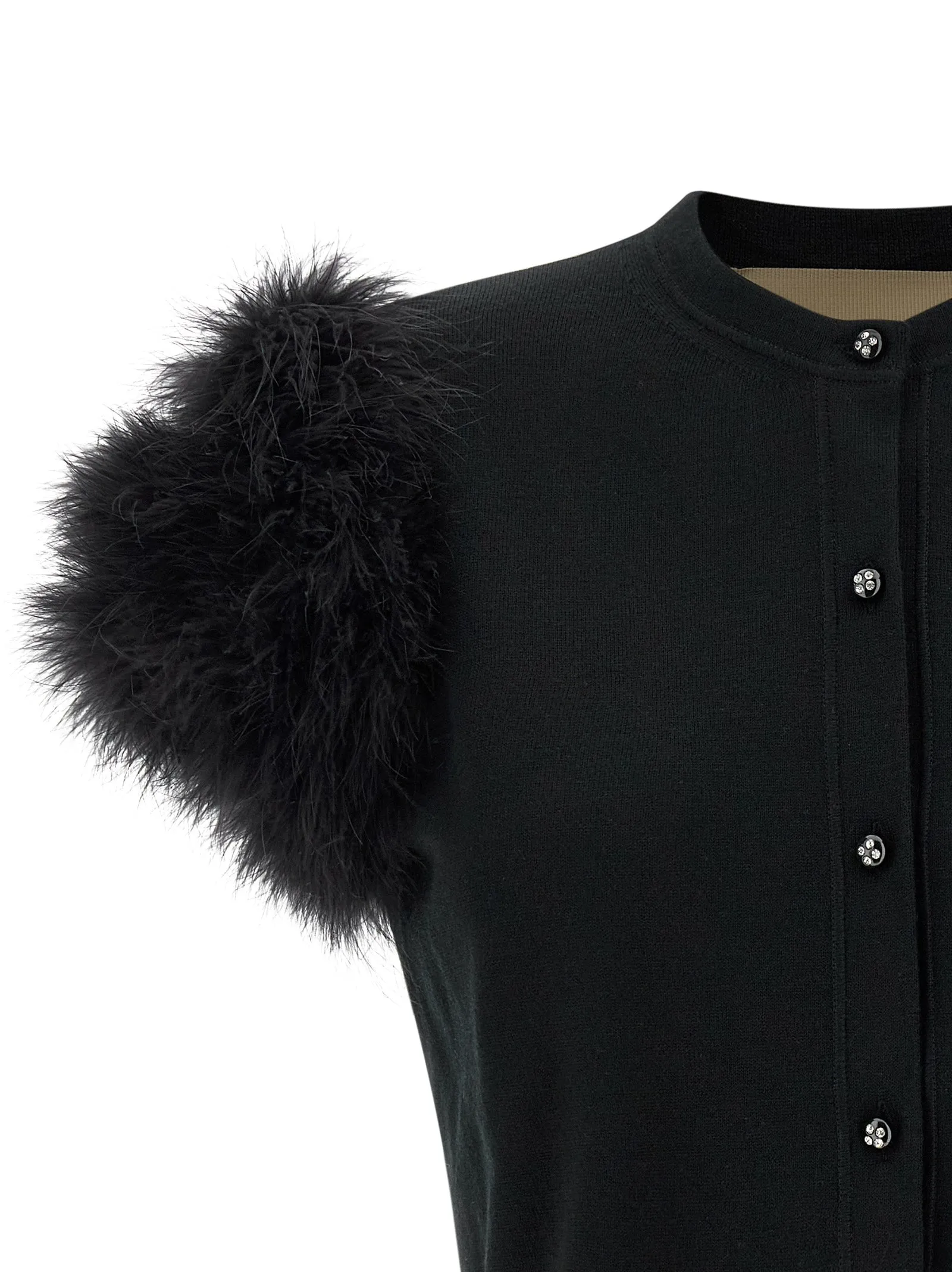 Valentino Garavani Feathered Knit Cardigan Sweaters And Cardigans Black sold by Wanan Luxury product image thumbnail 3