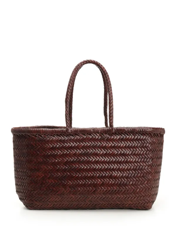 Large Woven Leather Basket Handbags Brown sold by Wanan Luxury