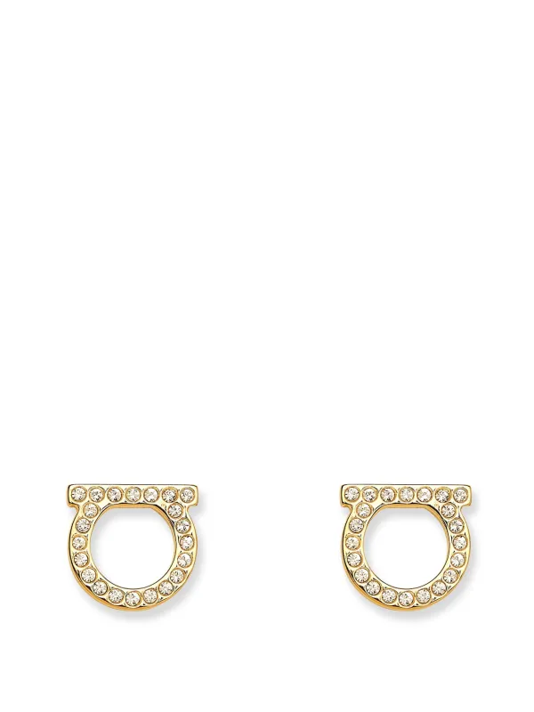 Gancini Crystals Brass Earrings sold by Wanan Luxury