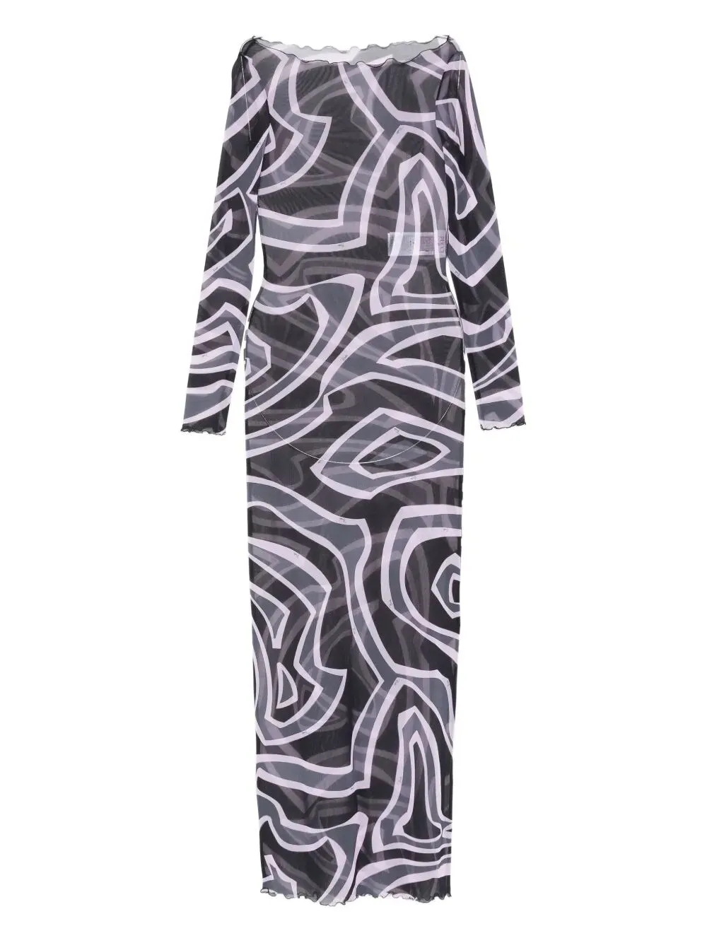Abstract-Print Long-Sleeved Tulle Maxi Dress sold by Wanan Luxury