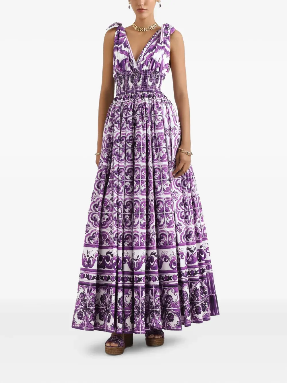 Midi Dress With Maiolica Print sold by Wanan Luxury product image thumbnail 2