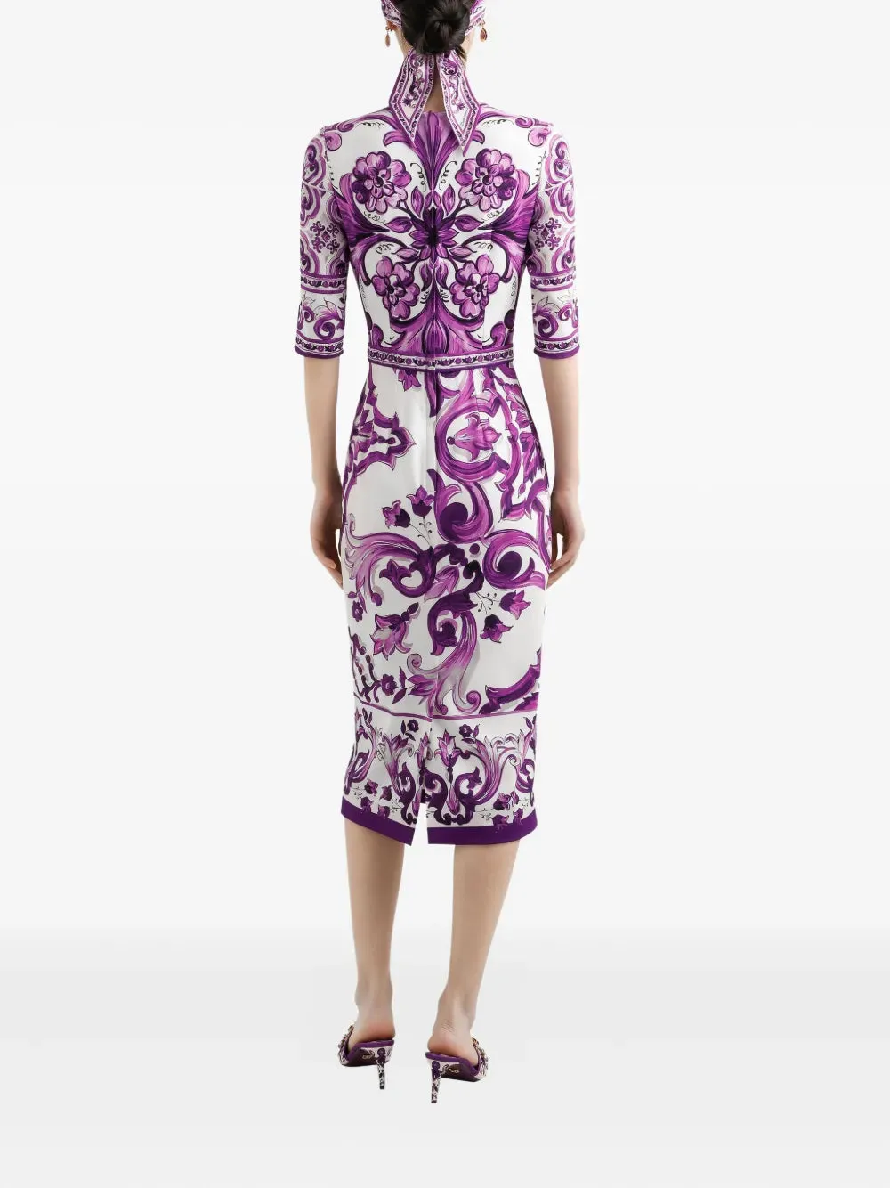 Midi Dress With Majolica Print sold by Wanan Luxury product image thumbnail 4