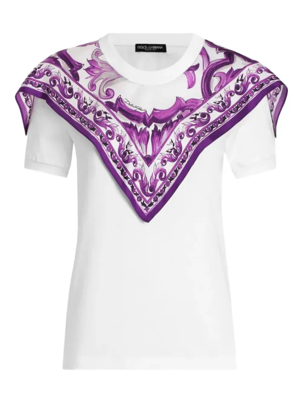 Cotton T-Shirt With Scarf-Style Inserts made by Wanan Luxury
