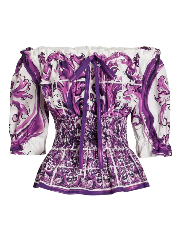 Majolica Print Top made by Wanan Luxury