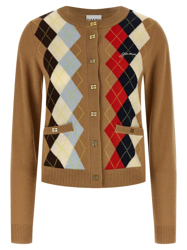 Diamond-Shaped Cardigan Sweaters And Cardigans Beige sold by Wanan Luxury
